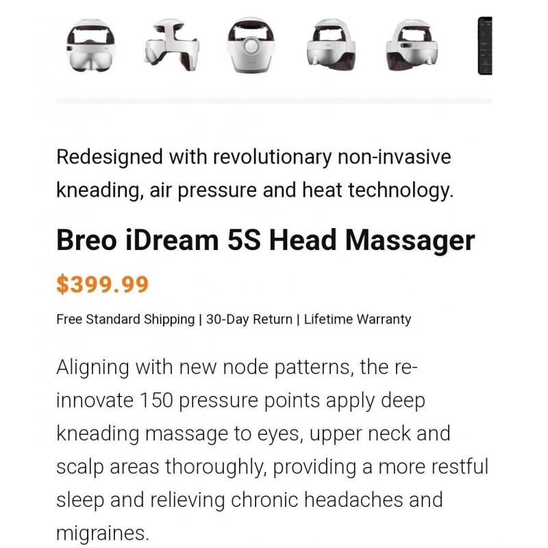 Breo iDream 5S Eye & Head Massager w/ Kneading Massage Heat Compression Therapy