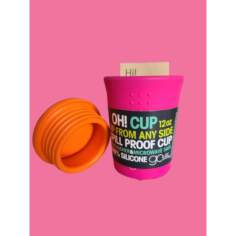 GoSili® 12oz OH! Pink Cup, Silicone 360° Drink from any Side No-Spill Toddler Sili Cup