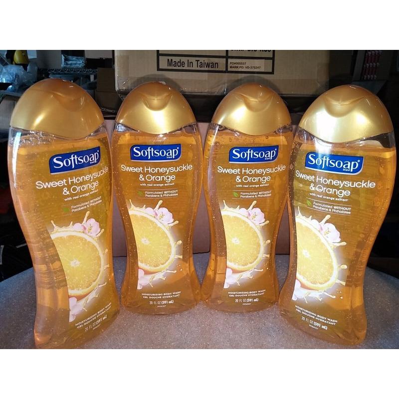 LOT OF 4 Softsoap Sweet Honeysuckle & Orange Moisturizing Body Wash 20 oz each
