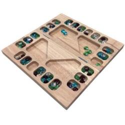 Mancala Multi Player Cartamundi Wood Folding Set with 48 Colorful Glass Beads